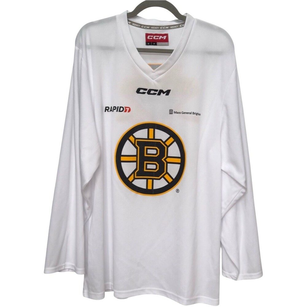 CCM Boston Bruins Pro Ambitions Hockey Long Sleeve V-Neck Jersey Shirt. Small.